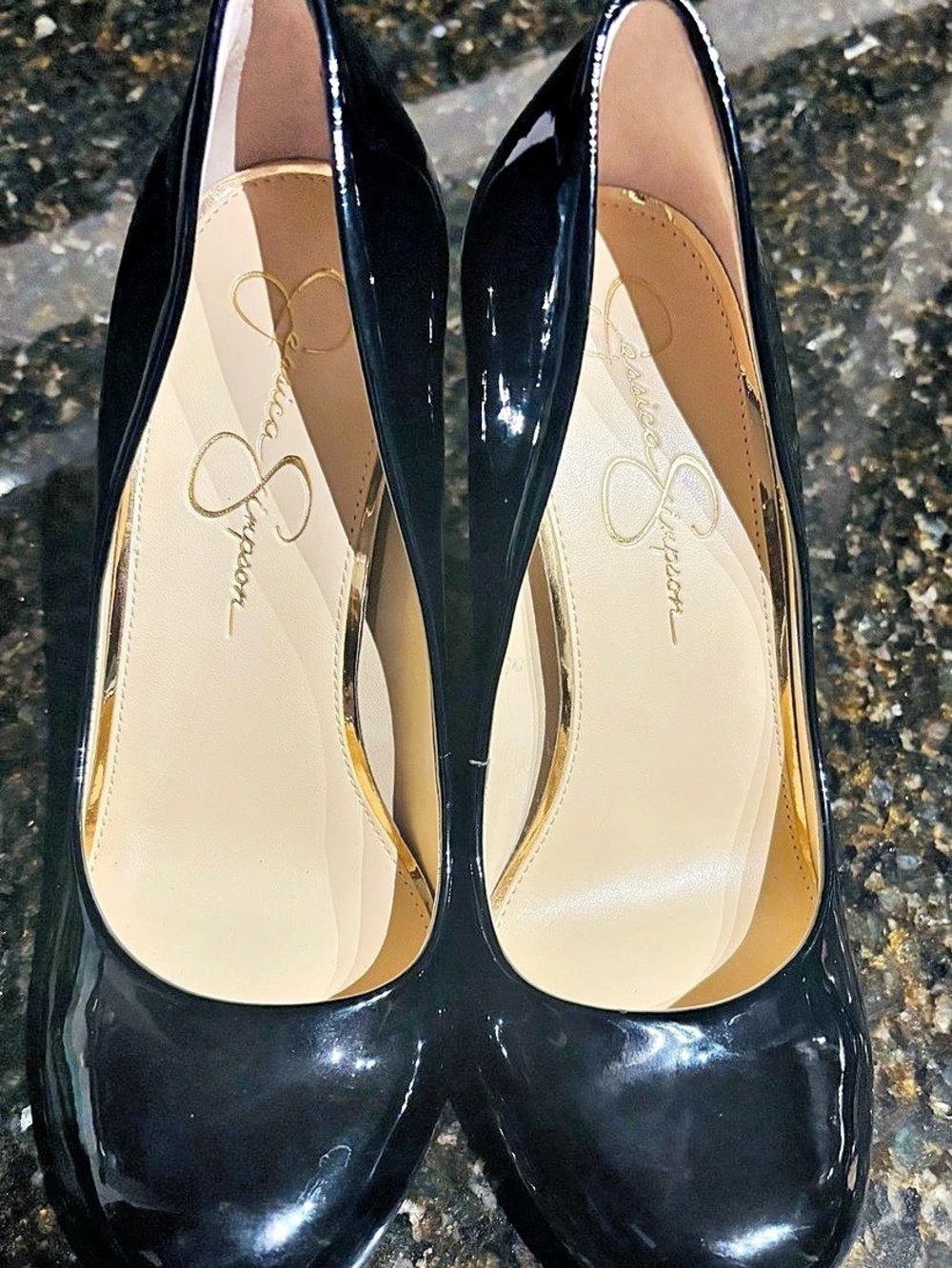Jessica Simpson Sampson Wedge Pump Black Patent